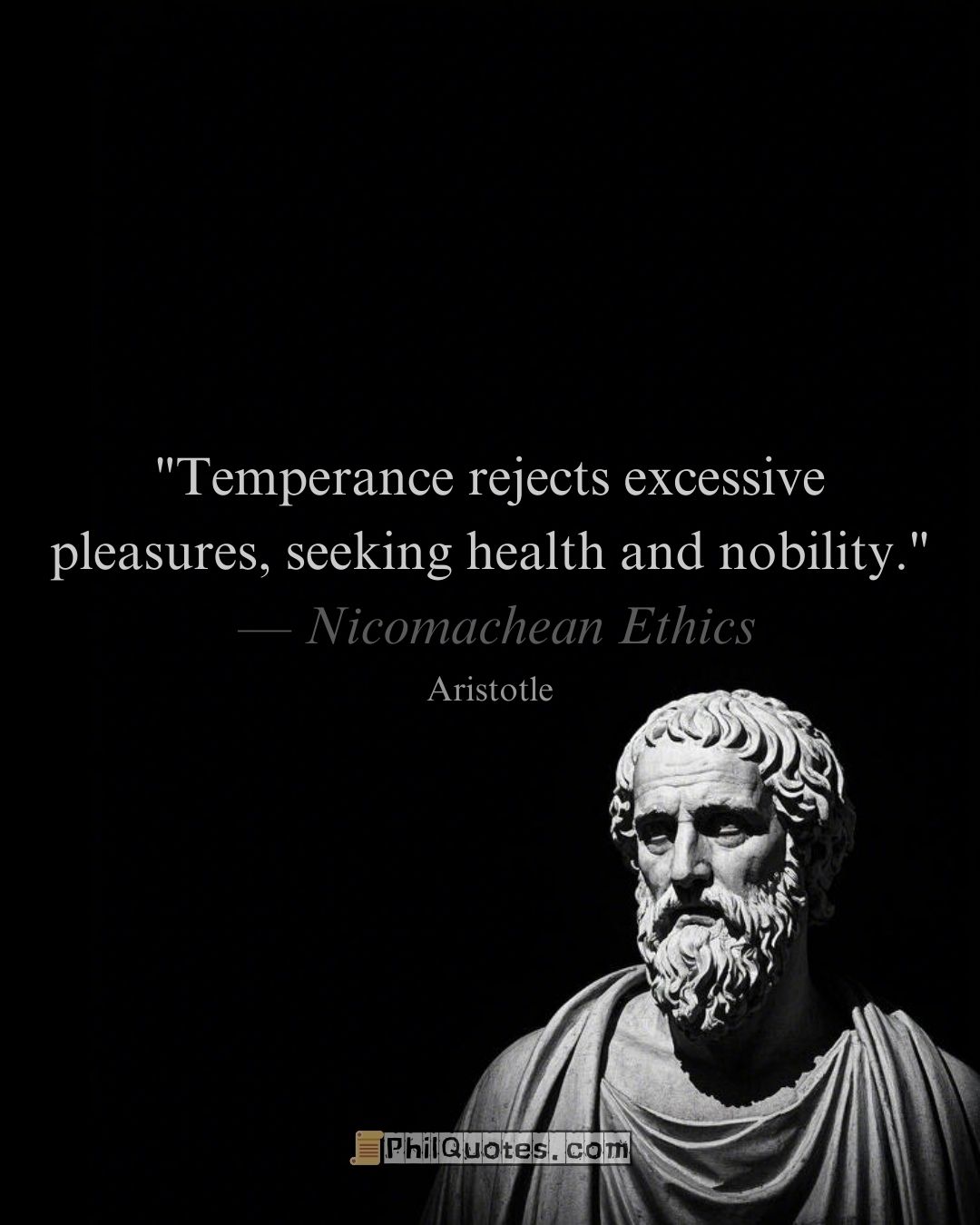 Aristotle Nicomachean Ethics Quote:“Temperance rejects excessive pleasures, seeking health and nobility.”